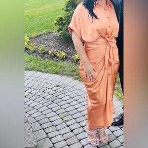 Satin Tie Midi Dress